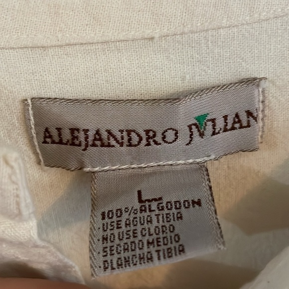 Alejandro Julian Ecru Cotton Button Down Shirtt Size L - Picture 6 of 13